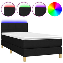 Boxspring met matras en LED stof zwart 80x200 cm 80 x 200 cm Blok met vierkanten
