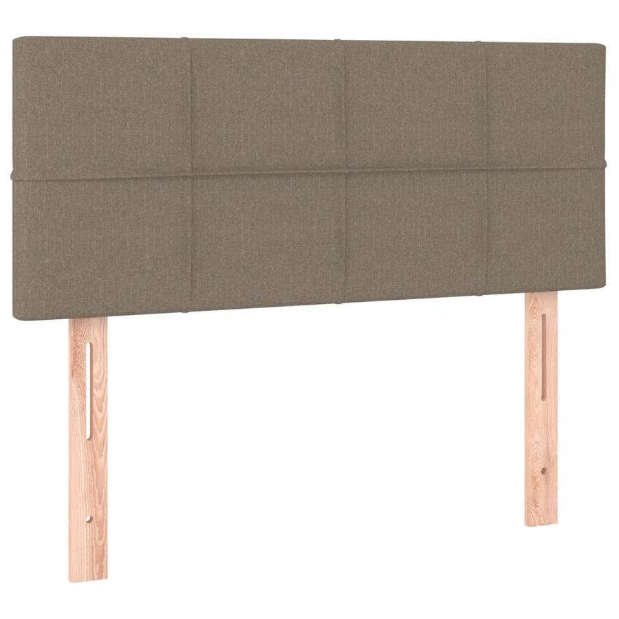 Boxspring Met Matras En Led Stof Taupe 90 x 190 cm Blok met vierkanten