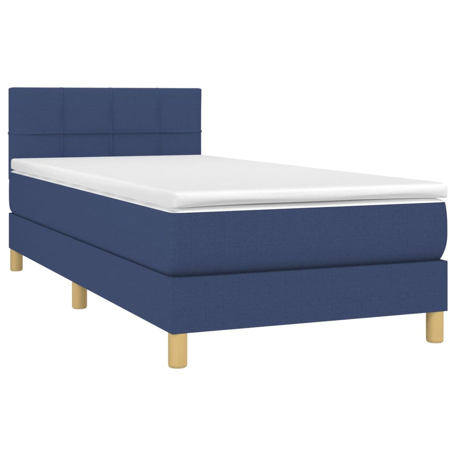 Boxspring met matras en LED stof blauw 90x190 cm 90 x 190 cm Blauw