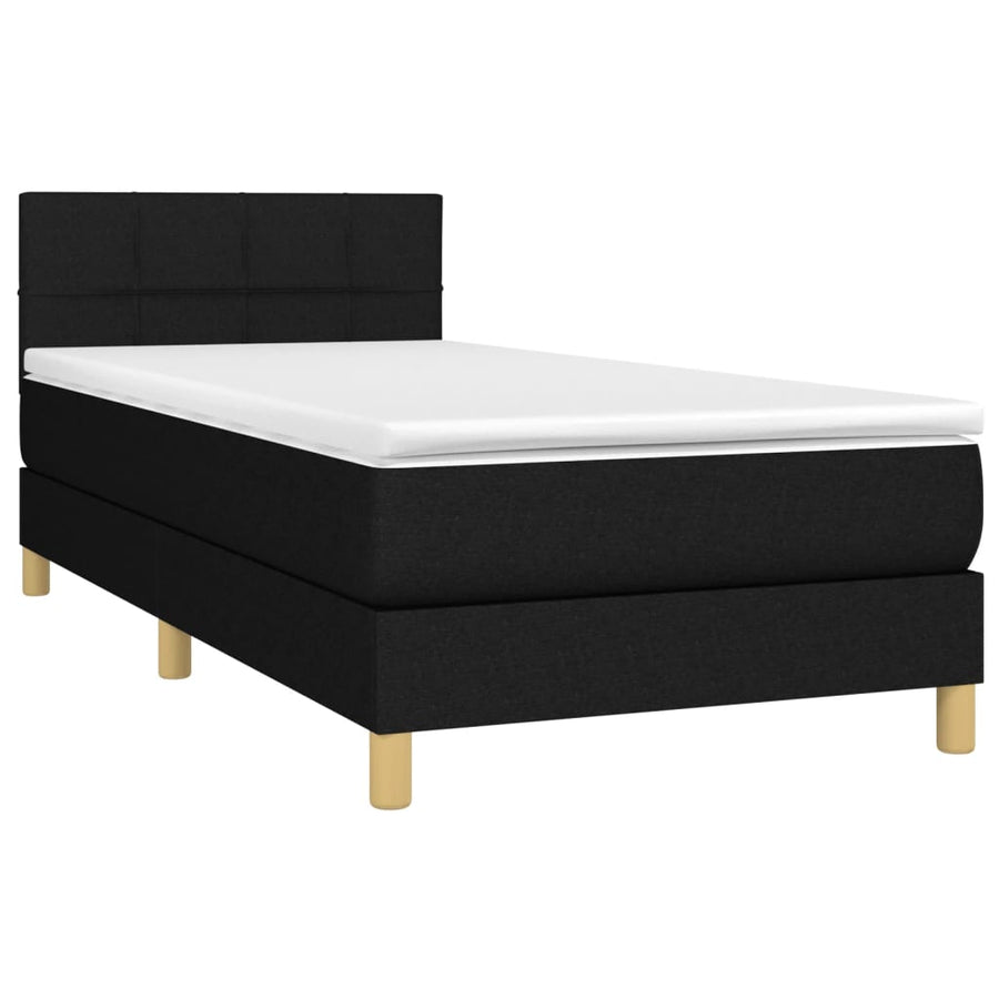 Boxspring met matras en LED stof zwart 100x200 cm 100 x 200 cm Zwart