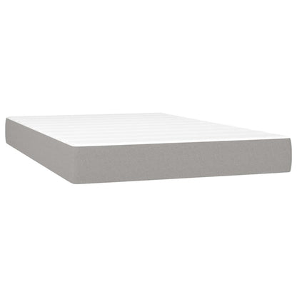Boxspring met matras en LED stof lichtgrijs 120x200 cm 120 x 200 cm Blok met vierkanten