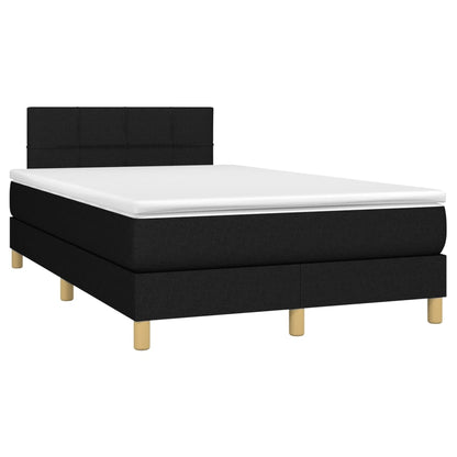Boxspring met matras en LED stof zwart 120x200 cm 120 x 200 cm Blok met vierkanten