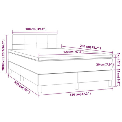 Boxspring met matras en LED stof zwart 120x200 cm 120 x 200 cm Blok met vierkanten