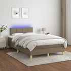 Boxspring Met Matras En Led Stof Taupe 120 x 200 cm Blok met vierkanten