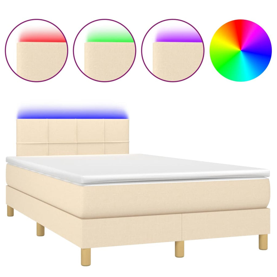 Boxspring met matras en LED stof crèmekleurig 120x200 cm