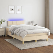 Boxspring met matras en LED 120x200 cm crèmekleurig