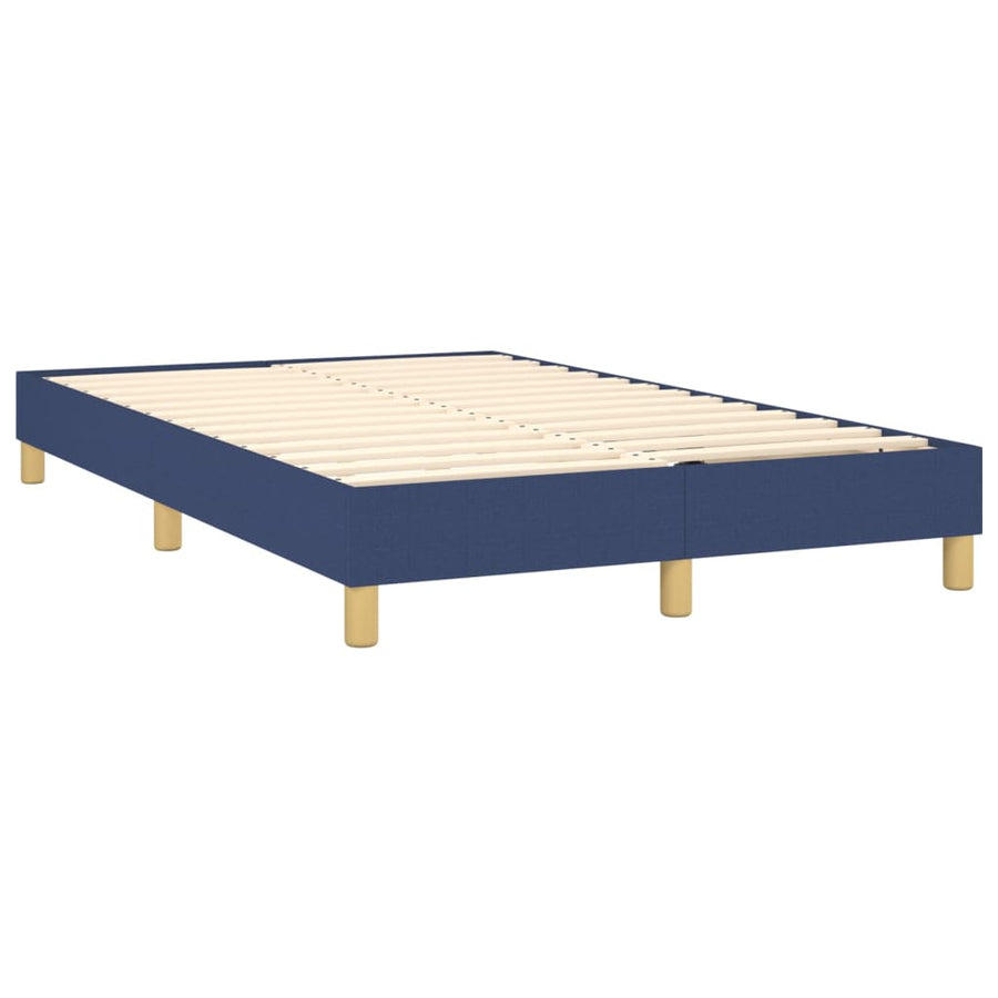 Boxspring Met Matras En Led Stof Blauw 120 x 200 cm Blok met vierkanten
