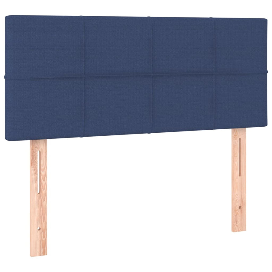 Boxspring Met Matras En Led Stof Blauw 120 x 200 cm Blok met vierkanten