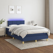 Boxspring 120x200 cm blauw met matras en LED