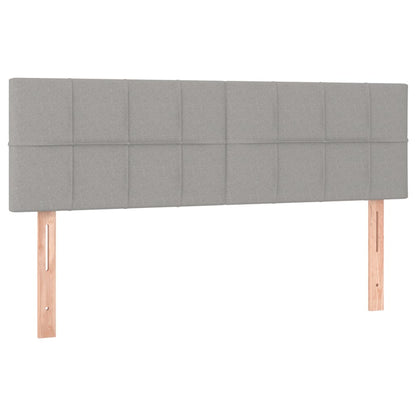 Boxspring met matras en LED stof lichtgrijs 140x200 cm 140 x 200 cm Blok met vierkanten