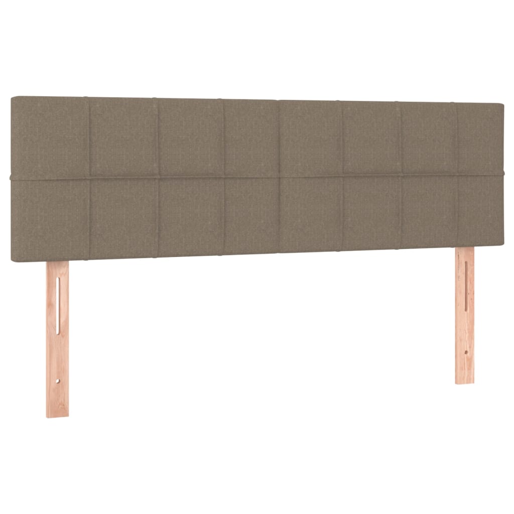 Boxspring met matras en LED stof taupe 140x200 cm 140 x 200 cm Blok met vierkanten