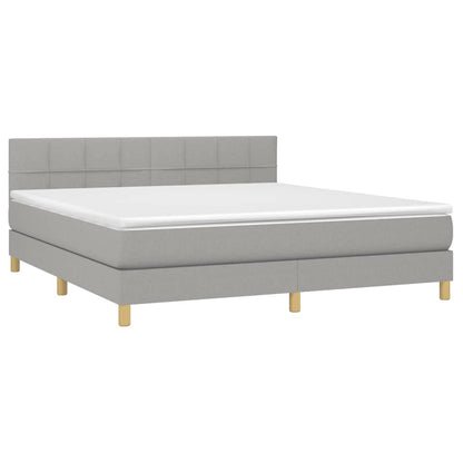 Boxspring met matras en LED stof lichtgrijs 180x200 cm 180 x 200 cm Lichtgrijs