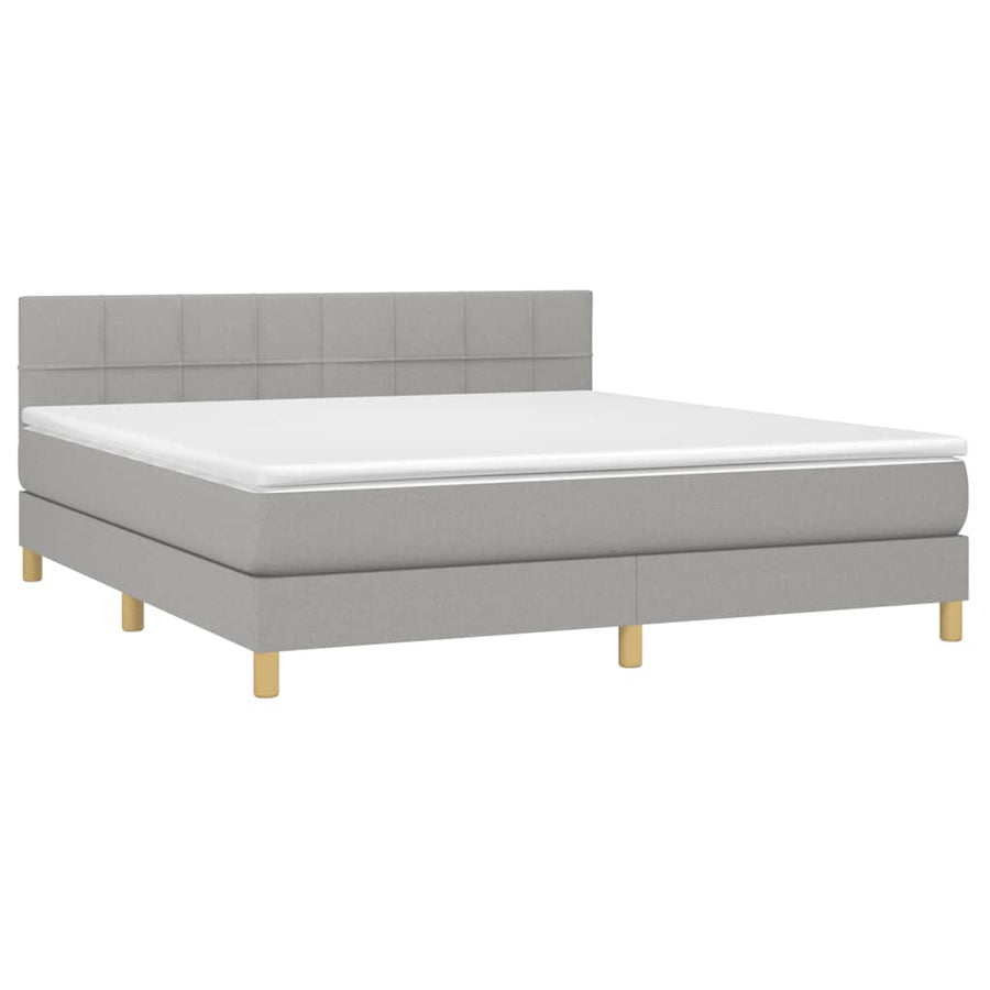 Boxspring met matras en LED stof lichtgrijs 180x200 cm 180 x 200 cm Lichtgrijs