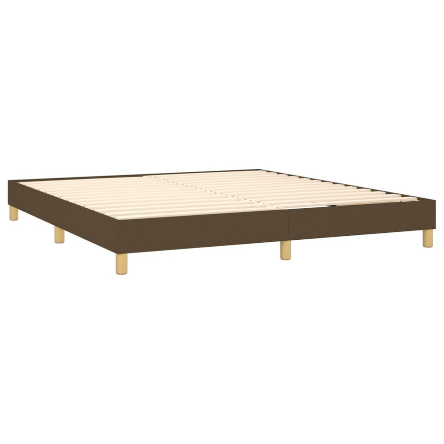 Boxspring Met Matras En Led Stof Donkerbruin 180 x 200 cm Blok met vierkanten