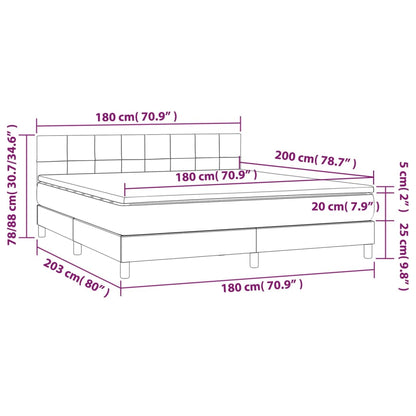 Boxspring Met Matras En Led Stof Blauw 180 x 200 cm Blok met vierkanten