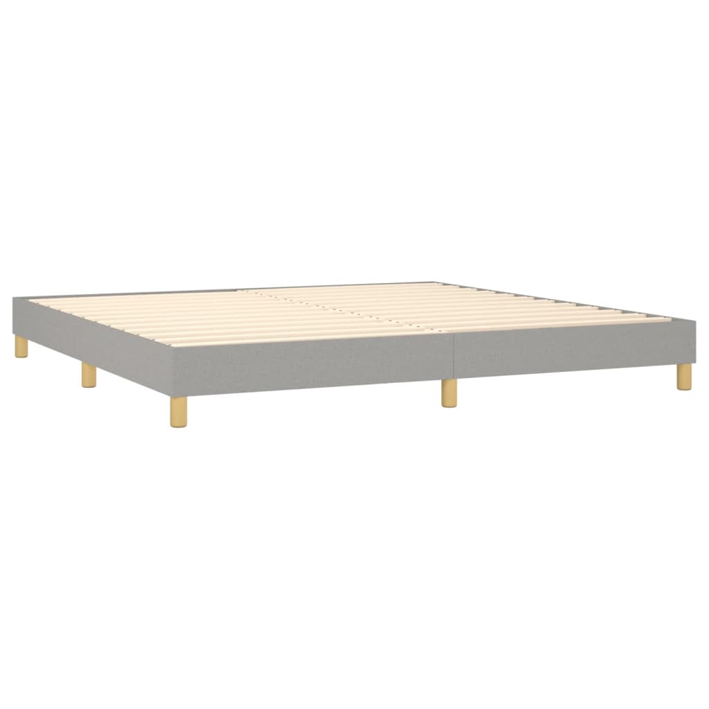 Boxspring met matras en LED stof lichtgrijs 200x200 cm 200 x 200 cm Blok met vierkanten