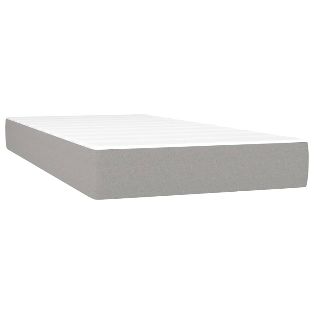 Boxspring met matras en LED stof lichtgrijs 200x200 cm 200 x 200 cm Blok met vierkanten