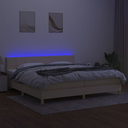 Boxspring met matras en LED stof crèmekleurig 200x200 cm