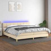 Boxspring 200x200 cm crème met matras en LED
