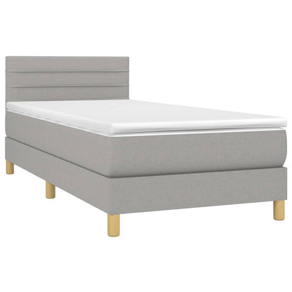 Boxspring met matras en LED stof lichtgrijs 80x200 cm 80 x 200 cm Horizontale strepen