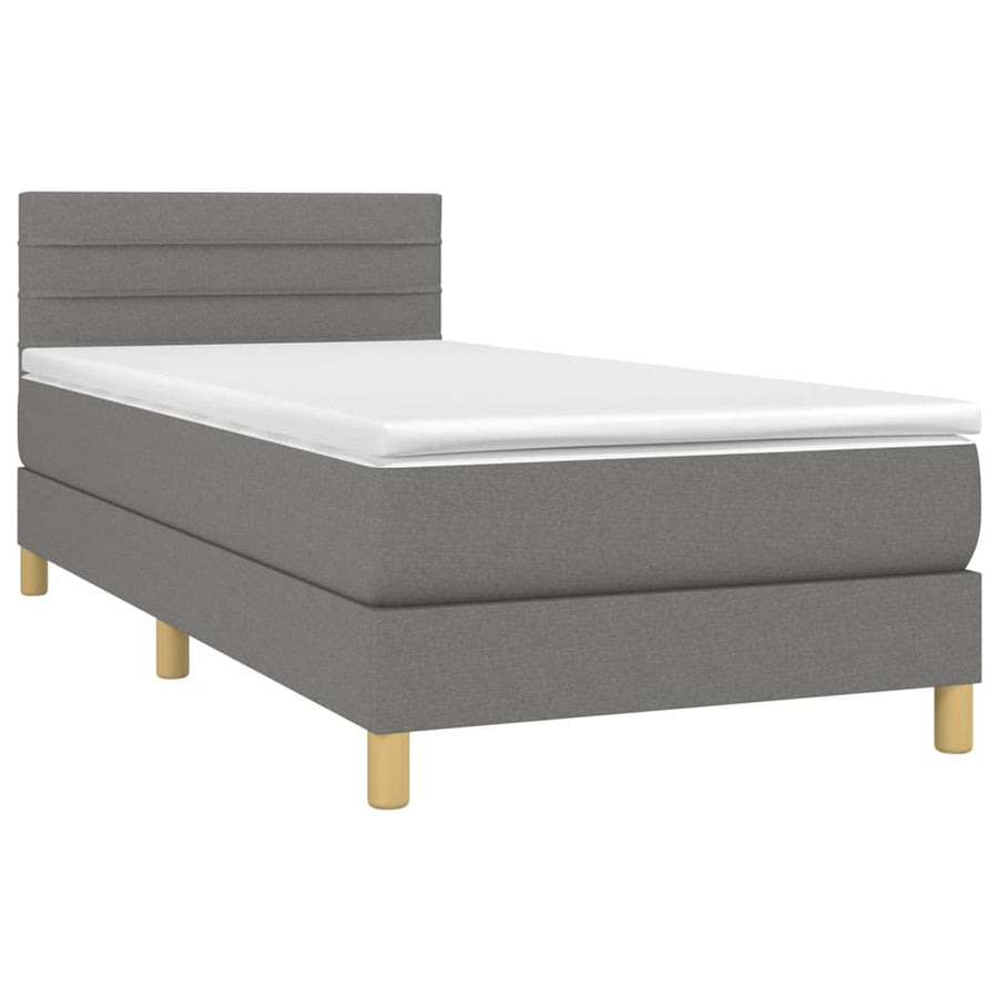 Boxspring met matras en LED stof donkergrijs 80x200 cm 80 x 200 cm Donkergrijs