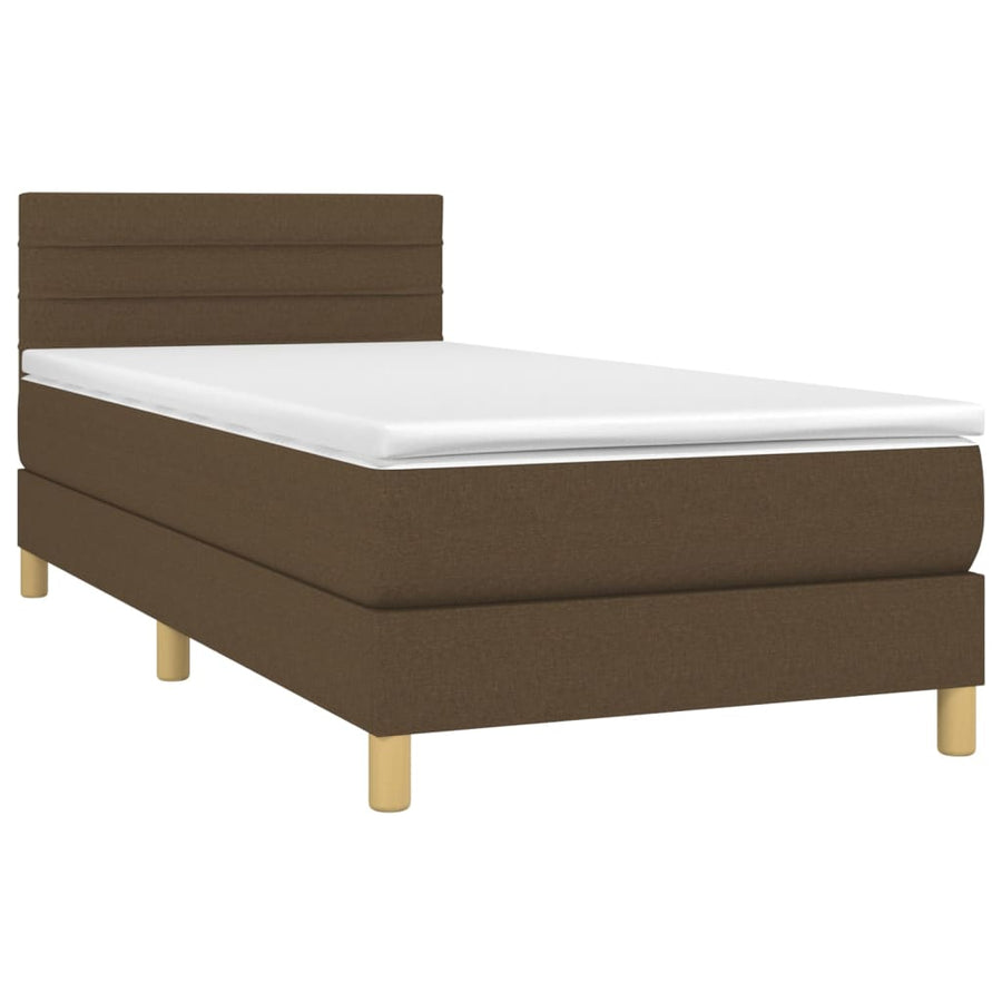 Boxspring Met Matras En Led Stof Donkerbruin 80 x 200 cm Horizontale strepen