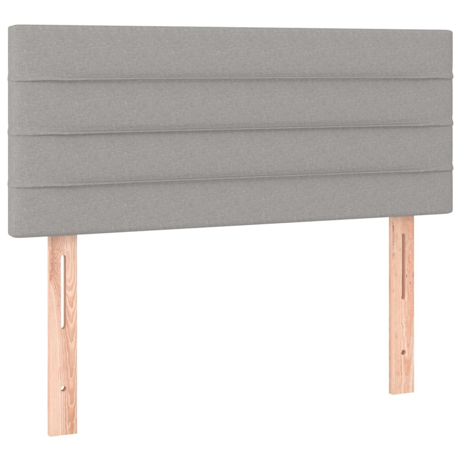Boxspring met matras en LED stof lichtgrijs 90x190 cm 90 x 190 cm Horizontale strepen