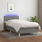 Boxspring met matras en LED stof donkergrijs 100x200 cm 100 x 200 cm Horizontale strepen