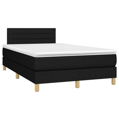 Boxspring met matras en LED stof zwart 120x200 cm 120 x 200 cm Horizontale strepen
