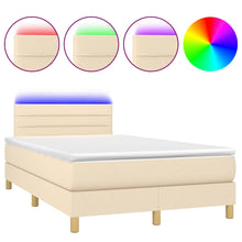 Boxspring met matras en LED stof crèmekleurig 120x200 cm