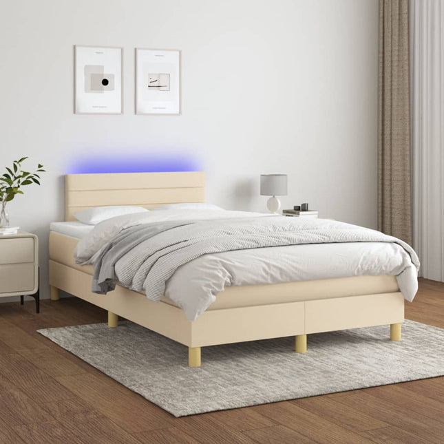 Boxspring met matras en LED stof crèmekleurig 120x200 cm