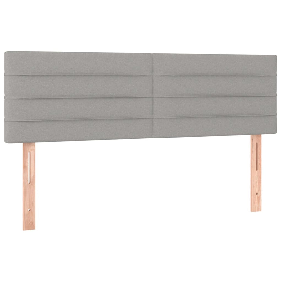 Boxspring met matras en LED stof lichtgrijs 140x200 cm 140 x 200 cm Horizontale strepen