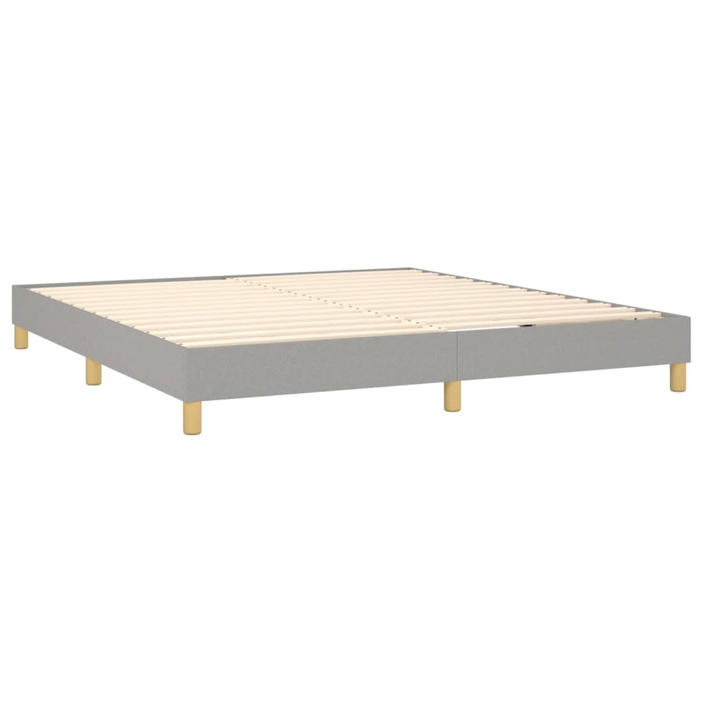 Boxspring met matras en LED stof lichtgrijs 160x200 cm 160 x 200 cm Horizontale strepen