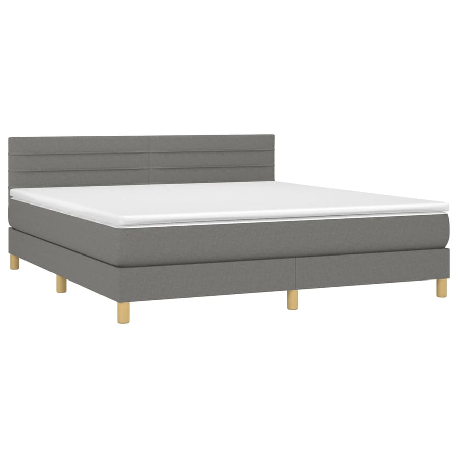 Boxspring met matras en LED stof donkergrijs 180x200 cm 180 x 200 cm Donkergrijs