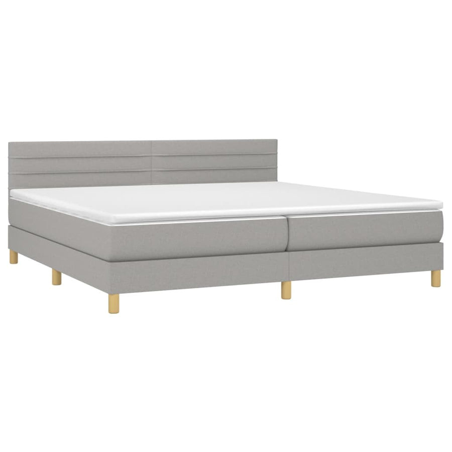 Boxspring met matras en LED stof lichtgrijs 200x200 cm 200 x 200 cm Lichtgrijs