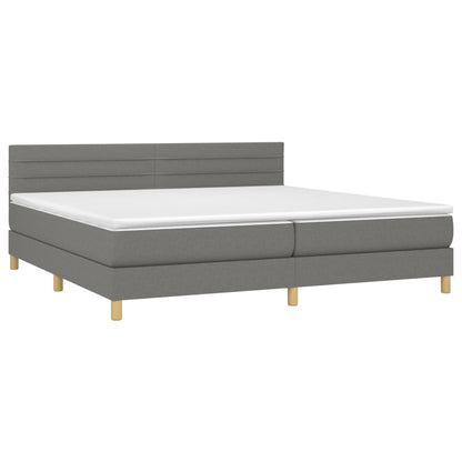 Boxspring met matras en LED stof donkergrijs 200x200 cm 200 x 200 cm Donkergrijs
