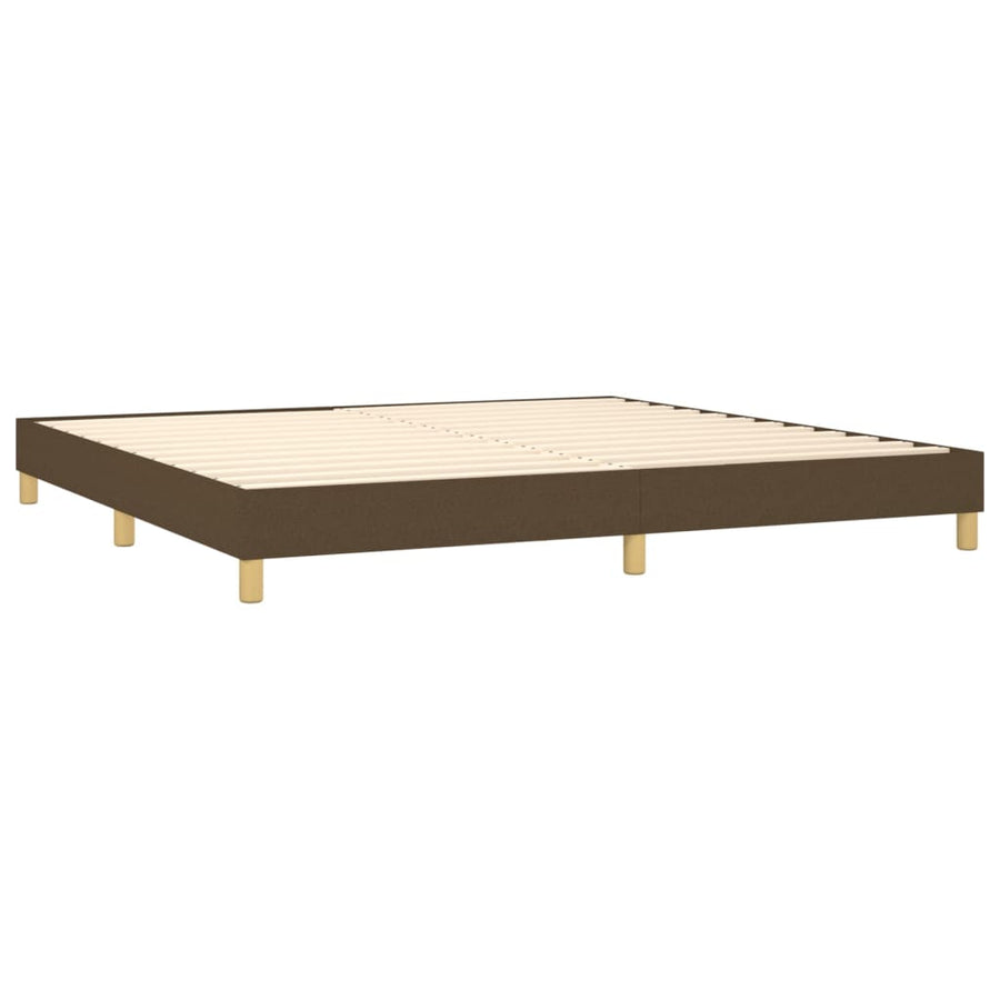 Boxspring met matras en LED stof donkerbruin 200x200 cm 200 x 200 cm Horizontale strepen