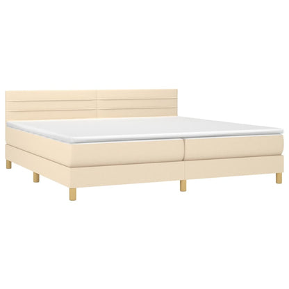 Boxspring met matras en LED stof crèmekleurig 200x200 cm