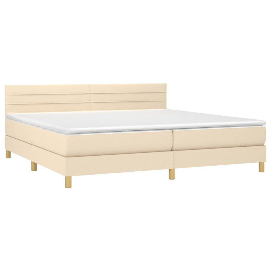 Boxspring met matras en LED stof crèmekleurig 200x200 cm