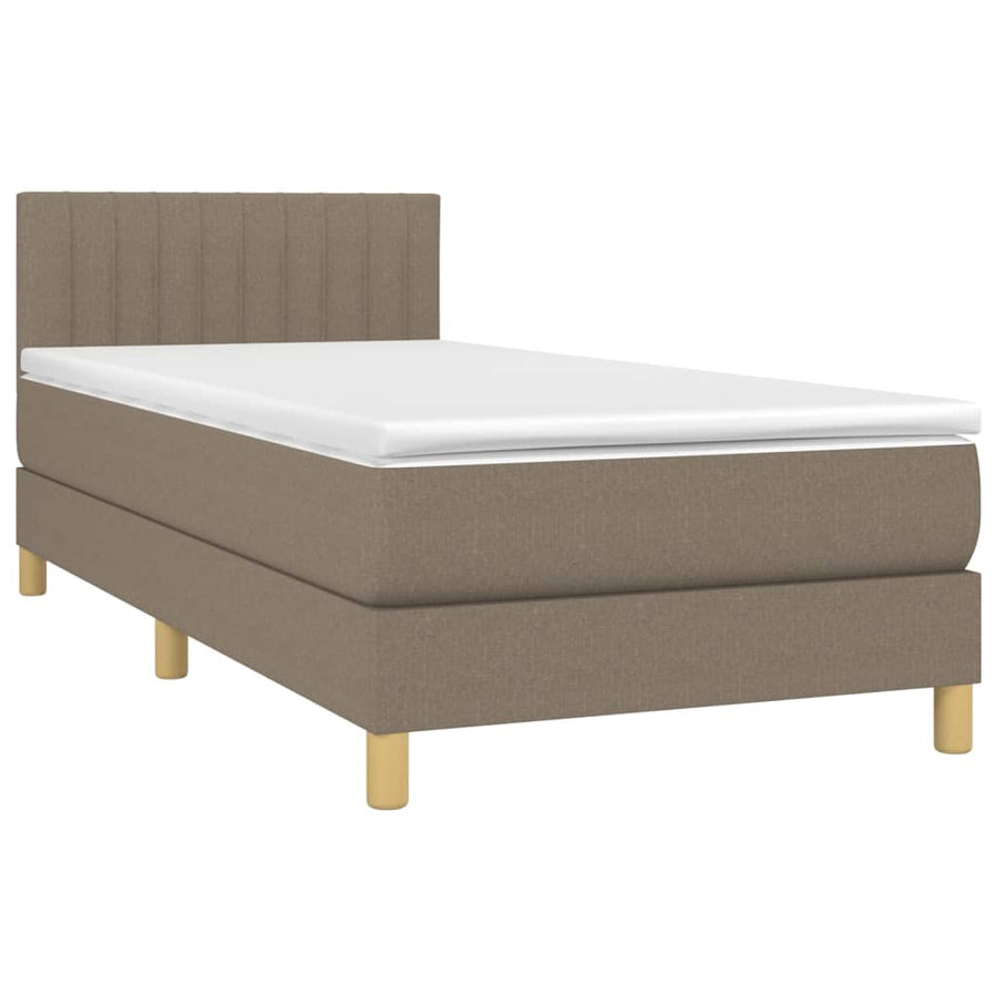 Boxspring met matras en LED stof taupe 80x200 cm 80 x 200 cm Verticale strepen