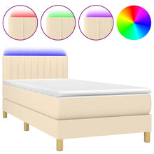 Boxspring met matras en LED stof crèmekleurig 80x200 cm