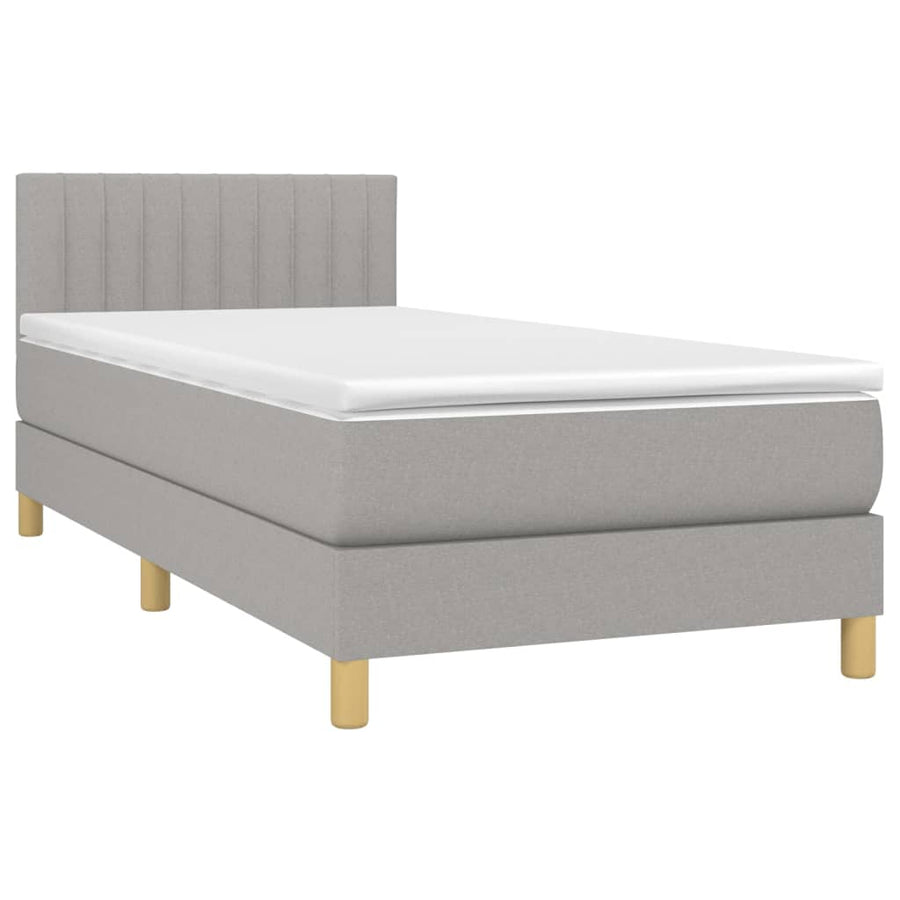 Boxspring met matras en LED stof lichtgrijs 90x190 cm 90 x 190 cm Lichtgrijs