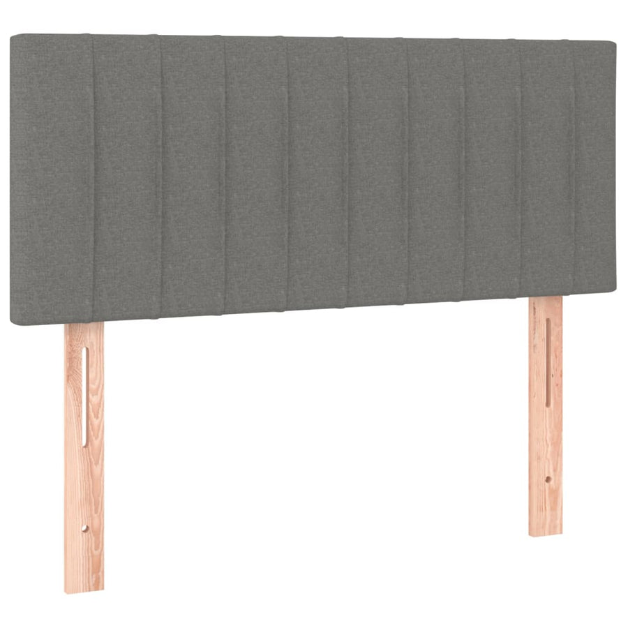Boxspring met matras en LED stof donkergrijs 90x190 cm 90 x 190 cm Verticale strepen