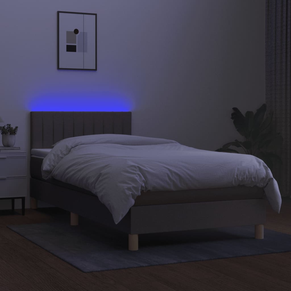 Boxspring met matras en LED stof taupe 90x190 cm 90 x 190 cm Taupe