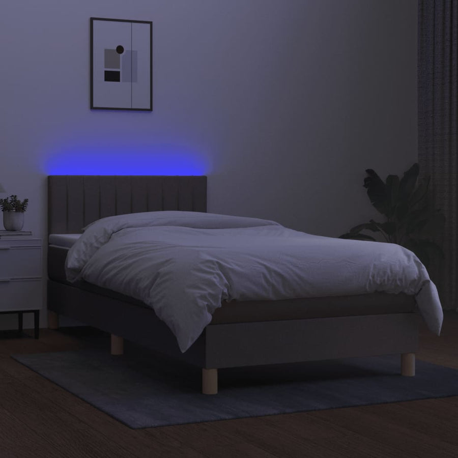 Boxspring met matras en LED stof taupe 90x190 cm 90 x 190 cm Taupe