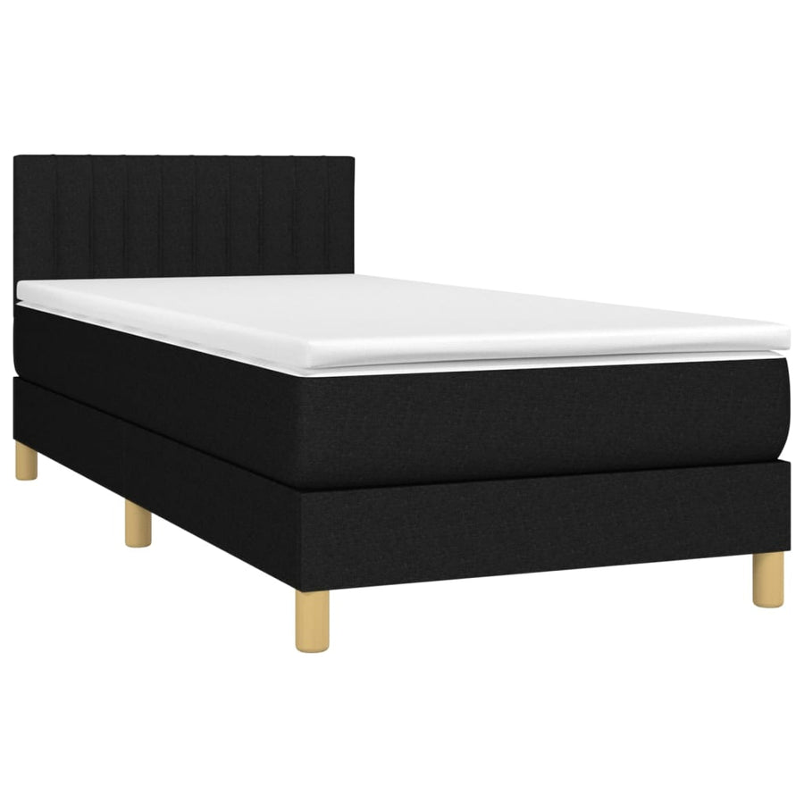 Boxspring met matras en LED stof zwart 90x200 cm 90 x 200 cm Verticale strepen