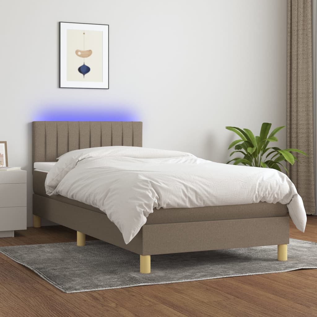 Boxspring met matras en LED stof taupe 80x200 cm 90 x 200 cm Taupe