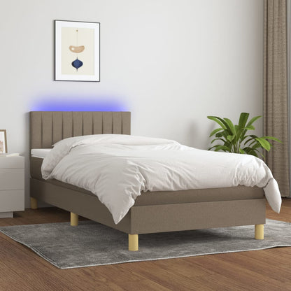 Boxspring met matras en LED stof taupe 80x200 cm 90 x 200 cm Taupe