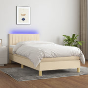Boxspring 100x200 cm crème met matras en LED