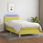 Boxspring Met Matras En Led Stof Groen 100X200 Cm 100 x 200 cm Verticale strepen